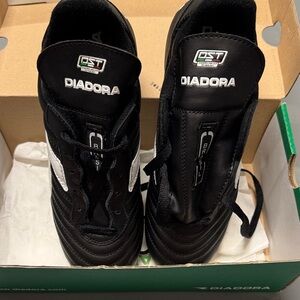 Diadora Black & White Classic Soccer Shoes
